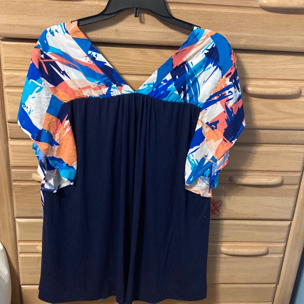 Loralette Abstract Print Women's Top Sz 20 Flutter sleeve - Picture 2 of 7